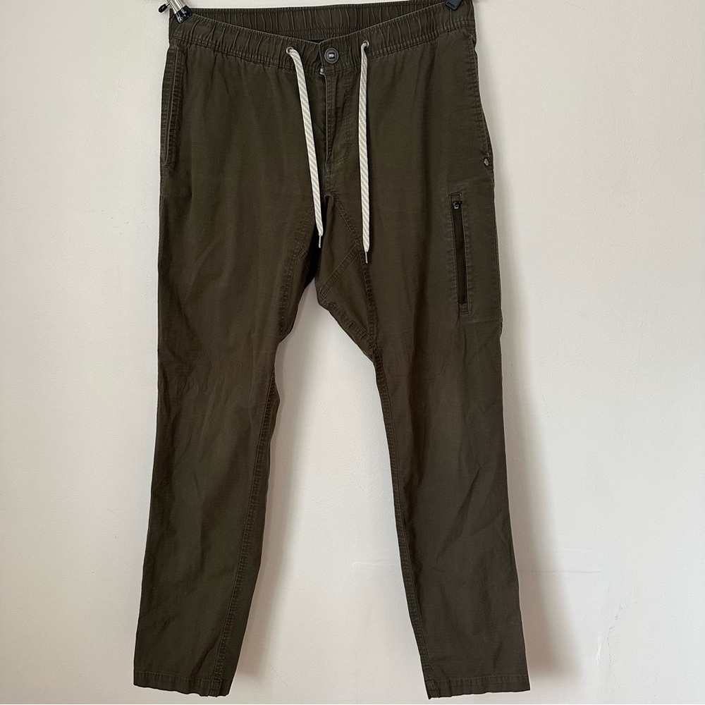 Vuori Mens Pants Large Ripstop Climber Green Tapered Drawstring Outdoor Skater